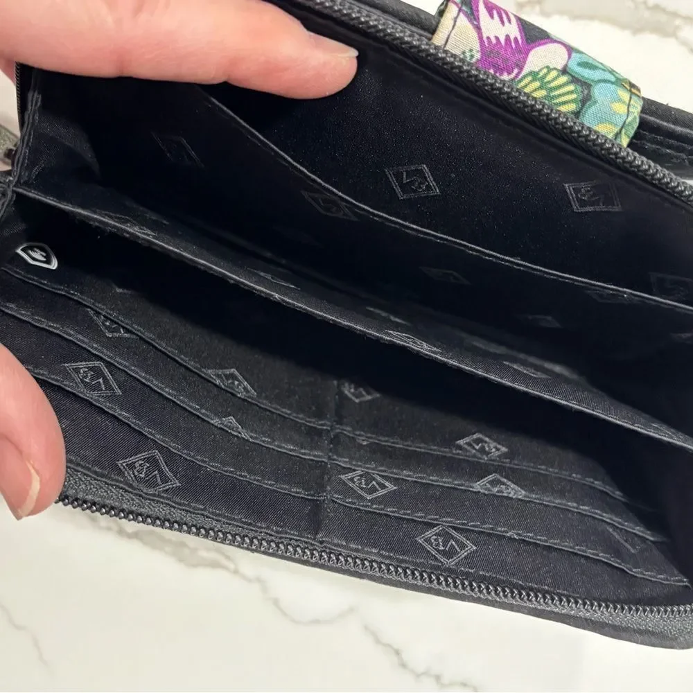 Vera Bradley | Victorian Vines RFID Turnlock Wallet Womens Floral Black …